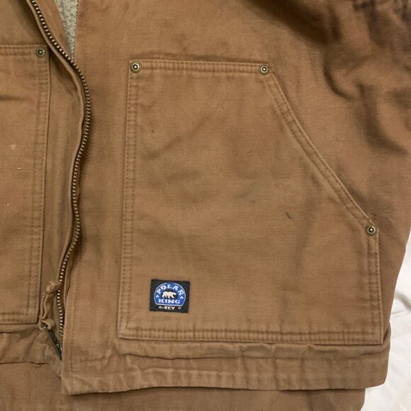Polar King by Key Mens Work Vest Brown Sherpa Lined Sz L Oilfield Stained Oily - Picture 9 of 10